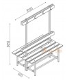 Bancos dobles de madera con perchero para vestuario
