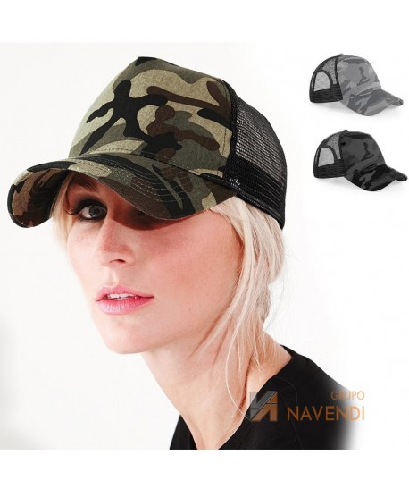 Gorra de rejilla y camuflaje con cierre por corchetes para adulto