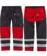 Pantalón de trabajo bicolor multibolsillos con cintas reflectantes