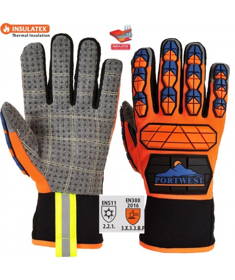 Guantes anti impacto forrados y anticorte nivel 3 o B