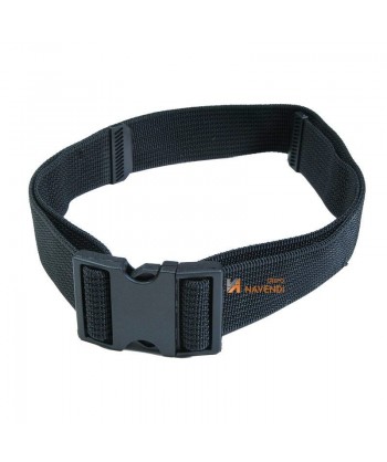 Cinturón de nylon negro con hebilla de PVC de doble anclaje. 5 cm de ancho