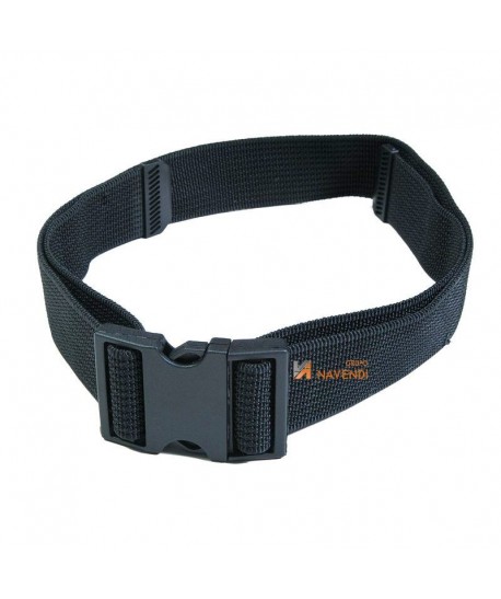 Cinturón de nylon negro con hebilla de PVC de doble anclaje. 5 cm de ancho