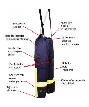Cubrepantalón o pantalón de bombero EN 469 Nivel 2 color azul marino