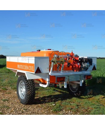 Remolque contra incendios con cajones y motobomba HONDA 500 L/min y 10 Bar.
