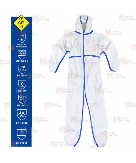 Buzo antiestático para riesgos biológicos   (Tipo 4, 5 y 6)