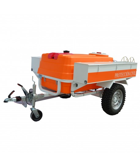Remolque contra incendios con cajones y motobomba HONDA 500 L/min y 10 Bar.