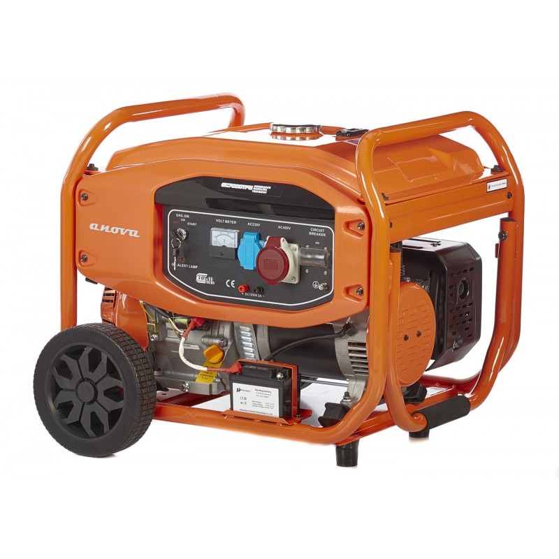 Generador trifásico con motor a gasolina de 4 tiempos y 7.000W de potencia con arranque Electrico y manual