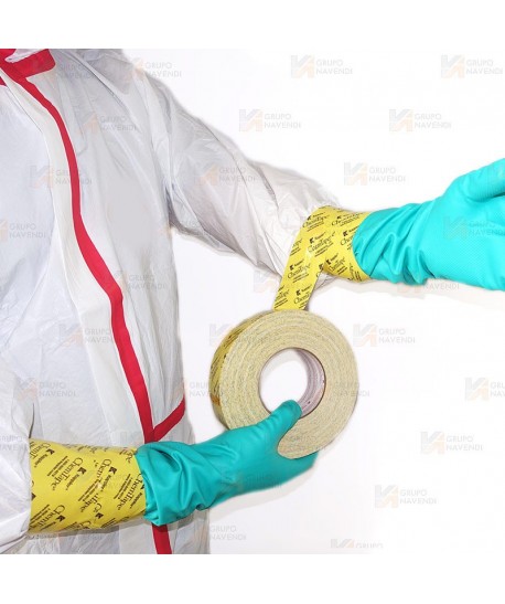 Cinta adhesiva para vestuario de protección química