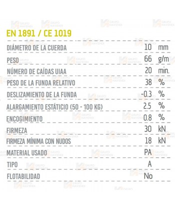 Cuerda dinámica Canyon Wet de Ø 10 mm para barranquismo y espeleología color naranja