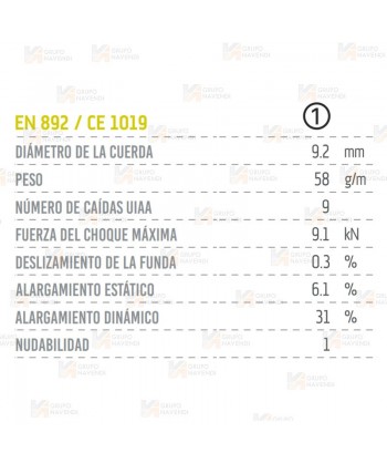 Cuerda Master Pro de uso simple de Ø 9,2 mm para escalada