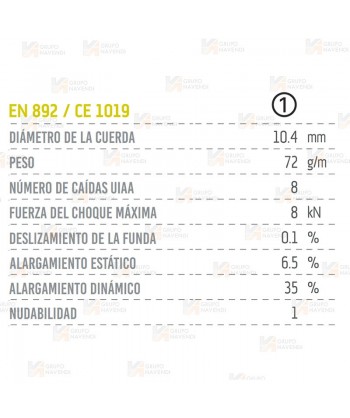 Cuerda Indoor de Tendon de Ø 10,2 mm para escalada deportiva