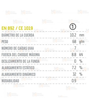 Cuerda Indoor de Tendon de Ø 10,2 mm para escalada deportiva