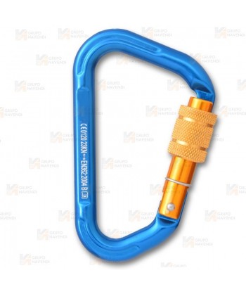 Mosquetón asimétrico de aluminio cierre rosca, tipo keyLock