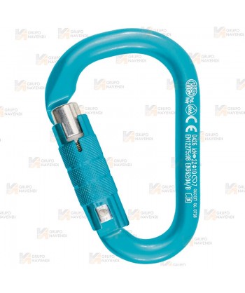 Mosquetón HMS de aluminio Twist-Lock 
 tipo key-lock color turquesa