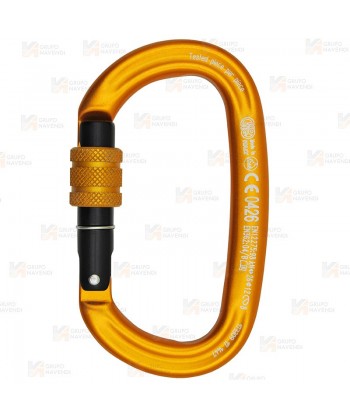 Mosquetón ovalado de aluminio Screw Lock color naranja