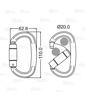 Mosquetón ovalado de aluminio Twist Lock