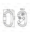 Mosquetón ovalado de aluminio Twist Lock