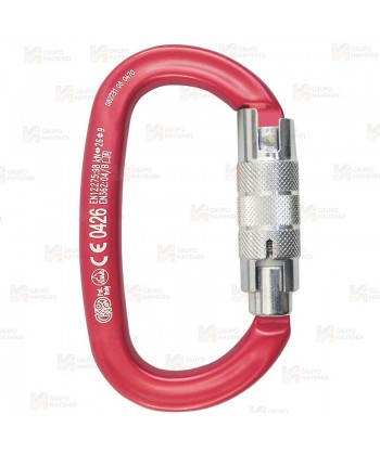 Mosquetón ovalado de aluminio Twist Lock color rojo