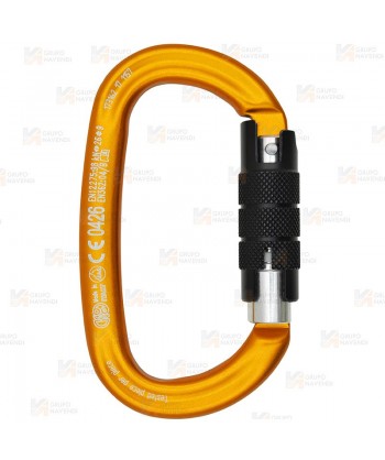 Mosquetón ovalado de aluminio Twist Lock color naranja