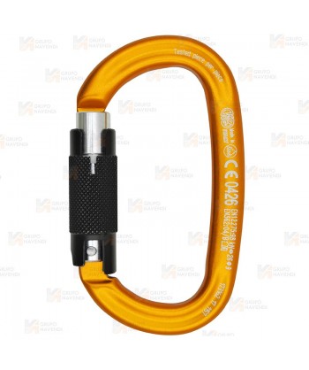 Mosquetón ovalado de aluminio Tri Lock color naranja