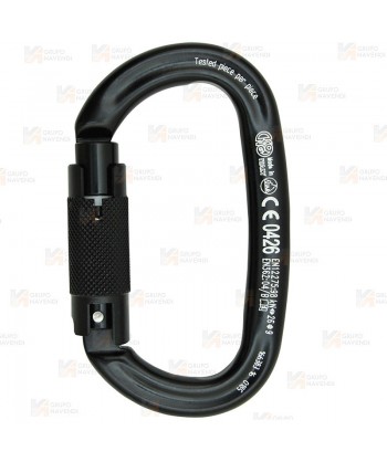 Mosquetón ovalado de aluminio Tri Lock color negro