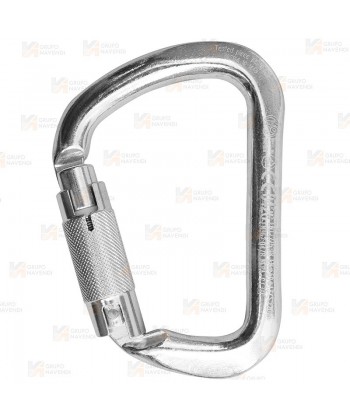 Mosquetón asimétrico de aluminio Tri Lock color plata