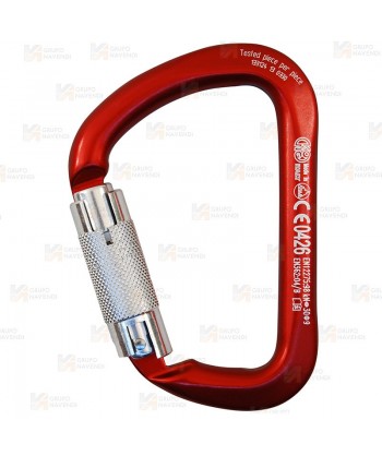 Mosquetón asimétrico de aluminio Tri Lock color rojo