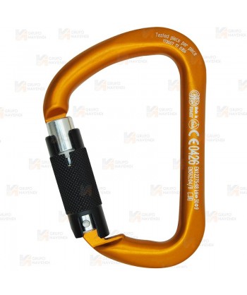 Mosquetón asimétrico de aluminio Tri Lock color naranja