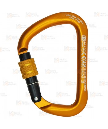 Mosquetón asimétrico de aluminio Screw Lock color naranja