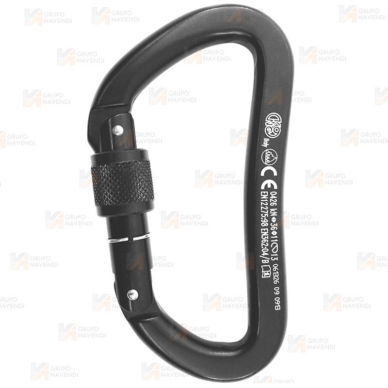 Mosquetón asimétrico de aluminio  Screw Lock color negro