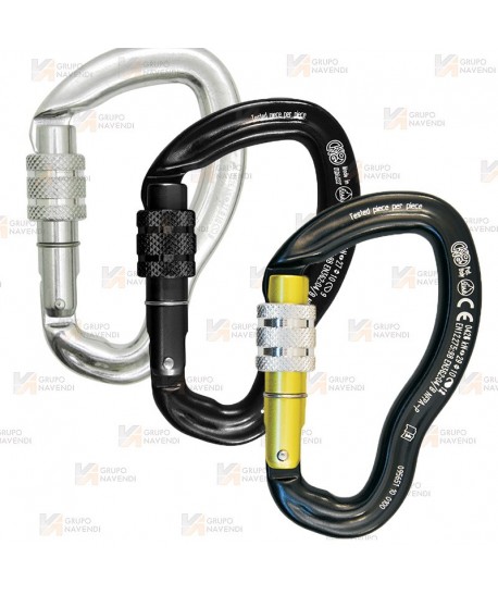 Mosquetón asimétrico de aluminio  Screw Lock color negro