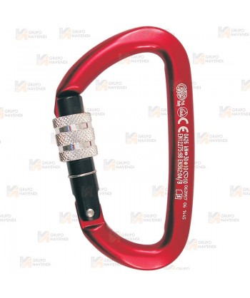 Mosquetón asimétrico de aluminio Screw Lock color rojo