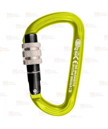 Mosquetón asimétrico de aluminio Screw Lock color amarillo y negro