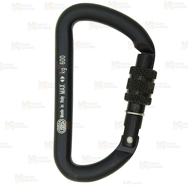 Mosquetón auxiliar de aluminio Screw Lock color negro