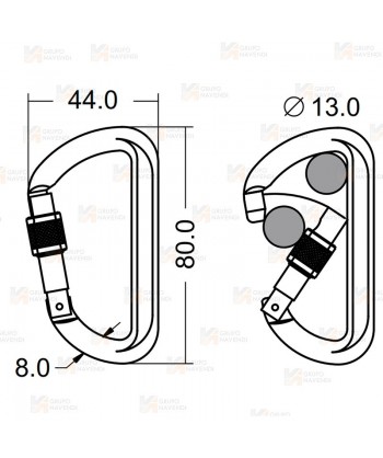 Mosquetón auxiliar de aluminio Screw Lock color negro