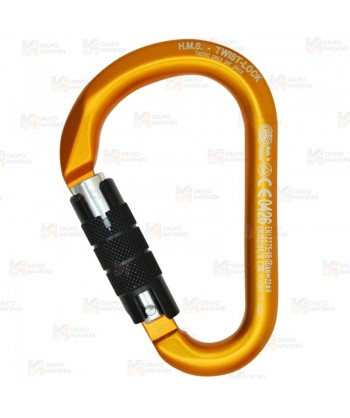 Mosquetón HMS de aluminio Twist-Lock 
 tipo key-lock color naranja