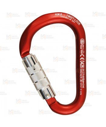Mosquetón HMS de aluminio Twist-Lock 
 tipo key-lock color rojo
