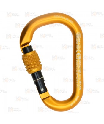 Mosquetón HMS de aluminio con seguro de rosca Screw-Lock color naranja
