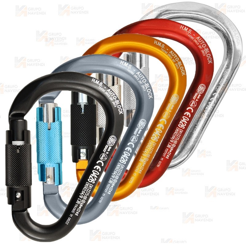 Mosquetón o conector HMS de aluminio automático Tri-Lock