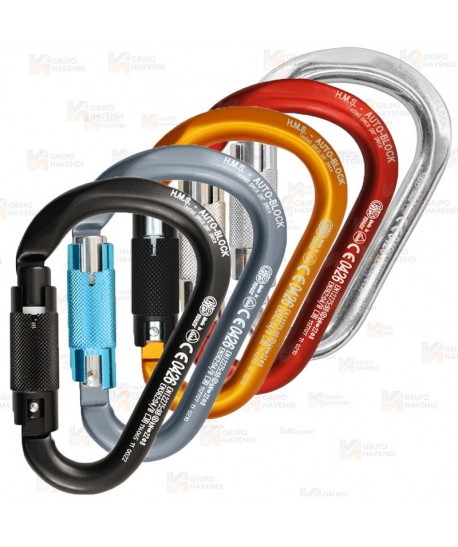 Mosquetón o conector HMS de aluminio automático Tri-Lock