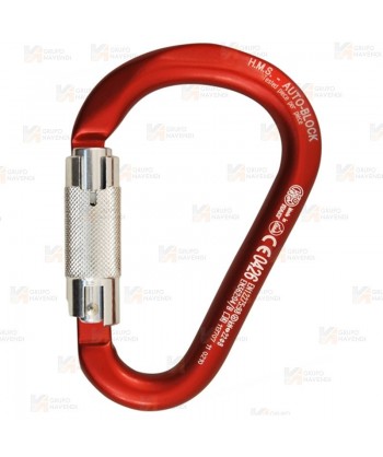 Mosquetón o conector HMS de aluminio automático Tri-Lock color rojo