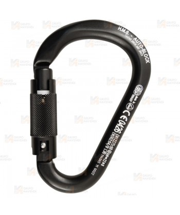 Mosquetón o conector HMS de aluminio automático Tri-Lock color negro