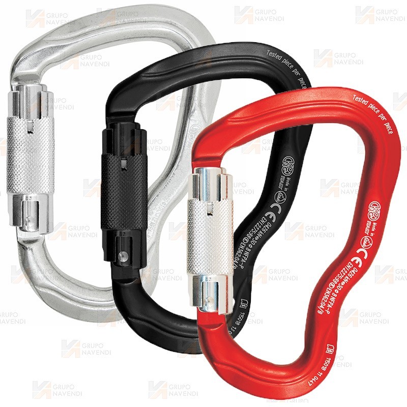 Mosquetón Ferrata de aluminio cierre Tri Lock  (30 kN y 26 Ø)