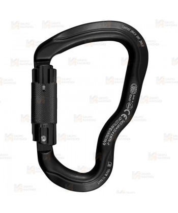 Mosquetón Ferrata de aluminio cierre Tri Lock  (30 kN y 26 Ø) color negro