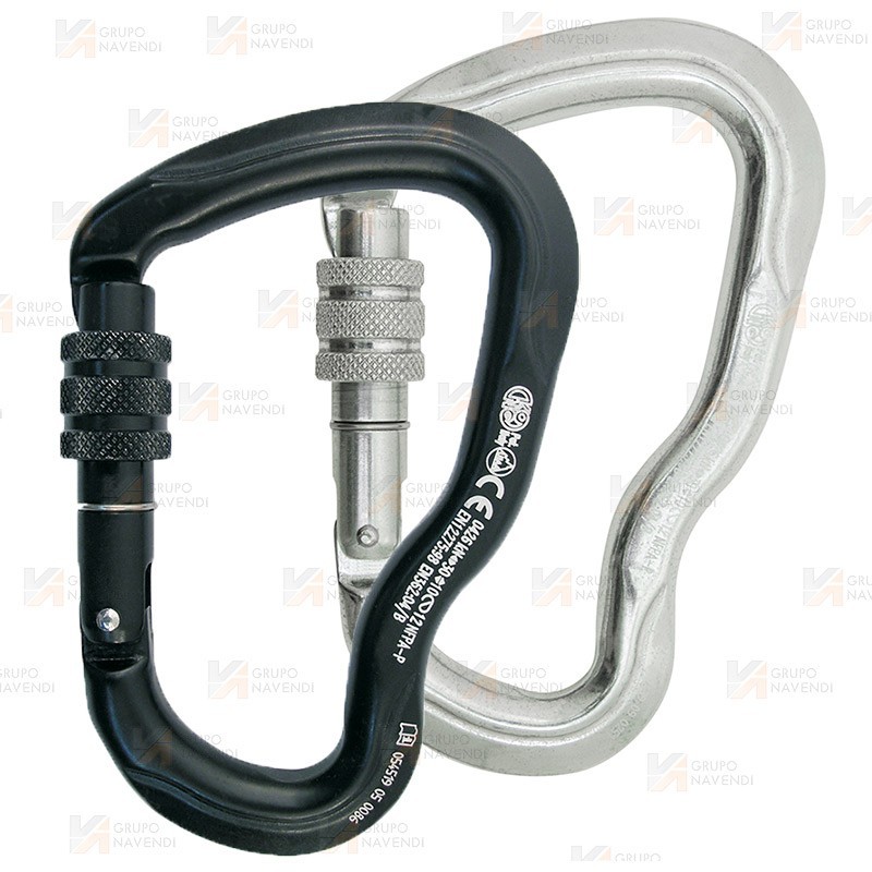 Mosquetón Ferrata de aluminio cierre Tri Lock  (30 kN y 27 Ø)