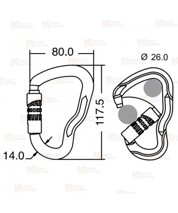 Mosquetón Ferrata de aluminio cierre Twist Lock  (30 kN y 26 Ø)