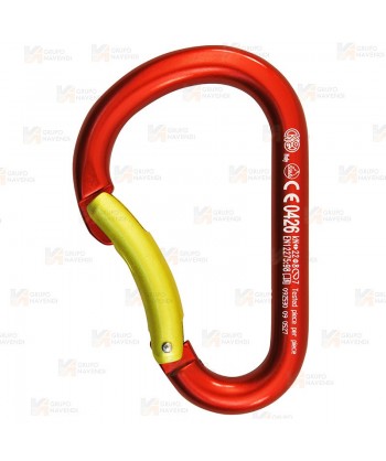 Mosquetón de aluminio de gran apertura con gatillo curvo (Bent Gate) color rojo