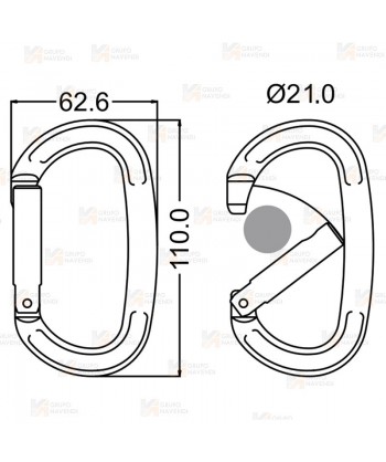 Mosquetón ovalado de aluminio de gatillo recto  (Straight Gate)