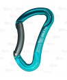 Mosquetón plano asimétrico de aluminio con gatillo curvo (Bent Gate) color cian