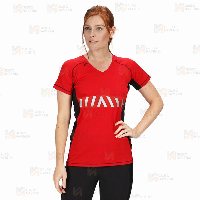 Camiseta técnica bicolor de manga corta y cuello redondo -Mujer-